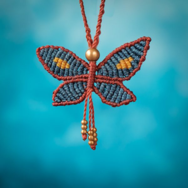 Schmetterling 'Vilwarin' - Makramee Kettenanhänger als Schmetterling und Perlen Schmetterling 'Vilwarin' - Makramee Kettenanhänger als Schmetterling und Perlen